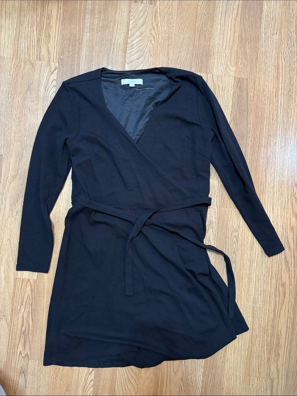 LOFT Black Wrap Dress with Tie Waist